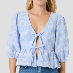 All in Favor Blue Gingham Top